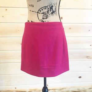 J Crew Fuchsia Wool Skirt Pockets Sz 4 Back Zip